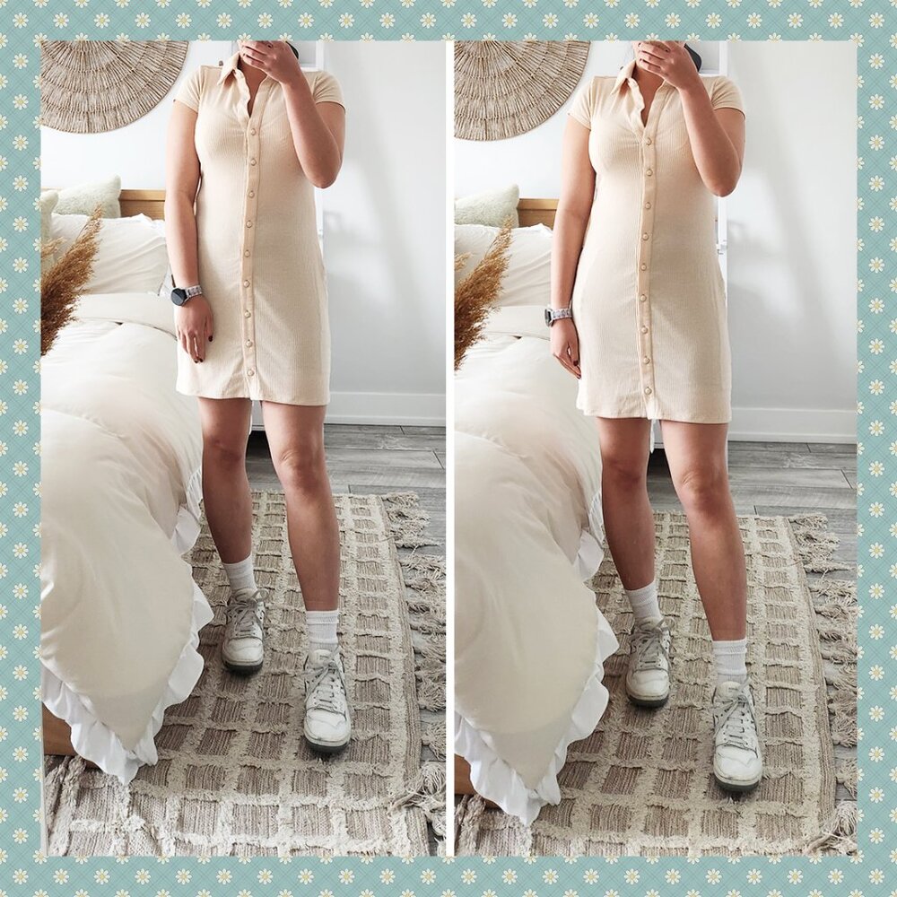 AFRM Los Angeles Cream Button Up Dress
